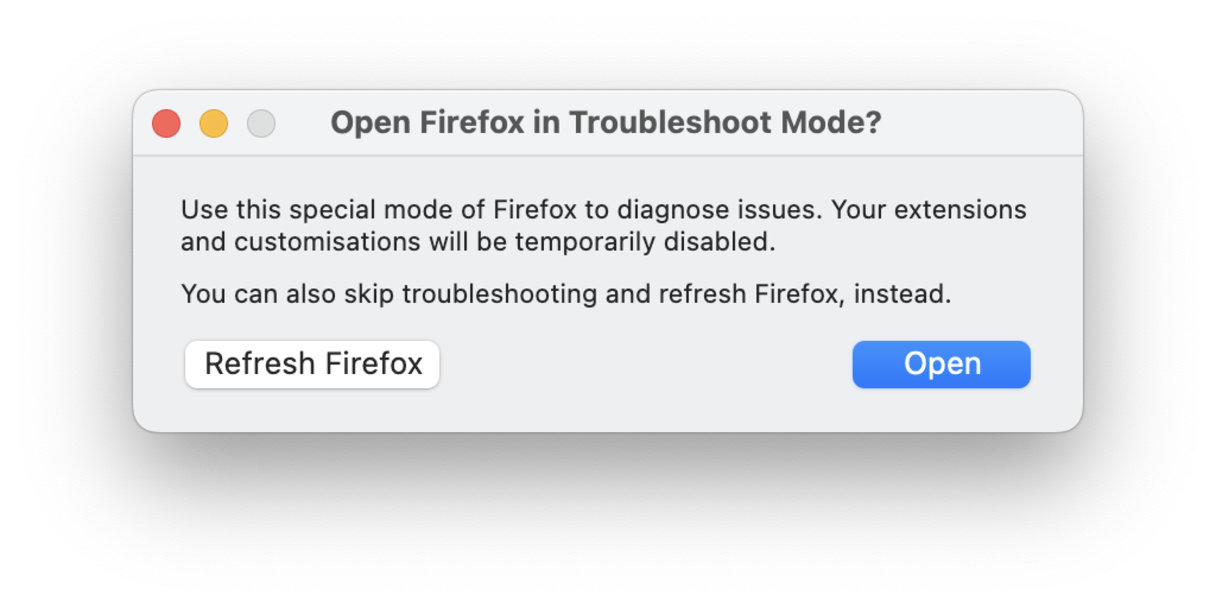 Refresh Firefox